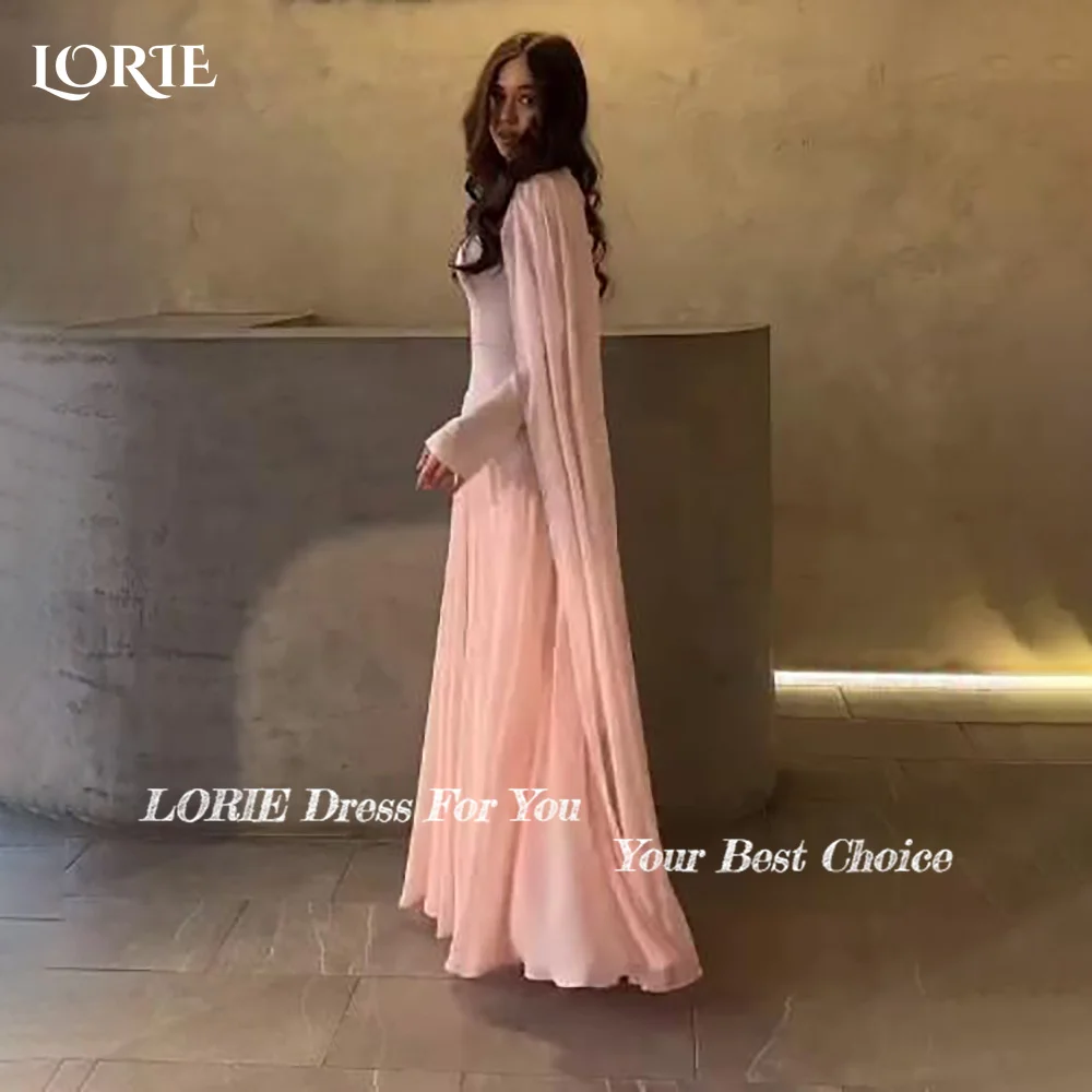 LORIE فستان سهرة عربي بياقة عالية ترتر لامع طول الأرض وأكمام طويلة حورية البحر فساتين لحضور الحفلات الموسيقية ثنيات للحفلات مخصصة