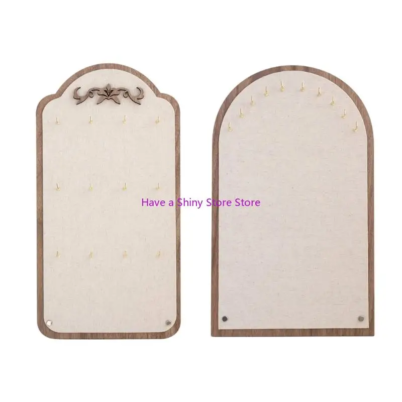 

Многофункциональные деревянные органайзеры для ювелирных изделий, ожерелье, браслет, витрина, льняная ткань, экономия места для