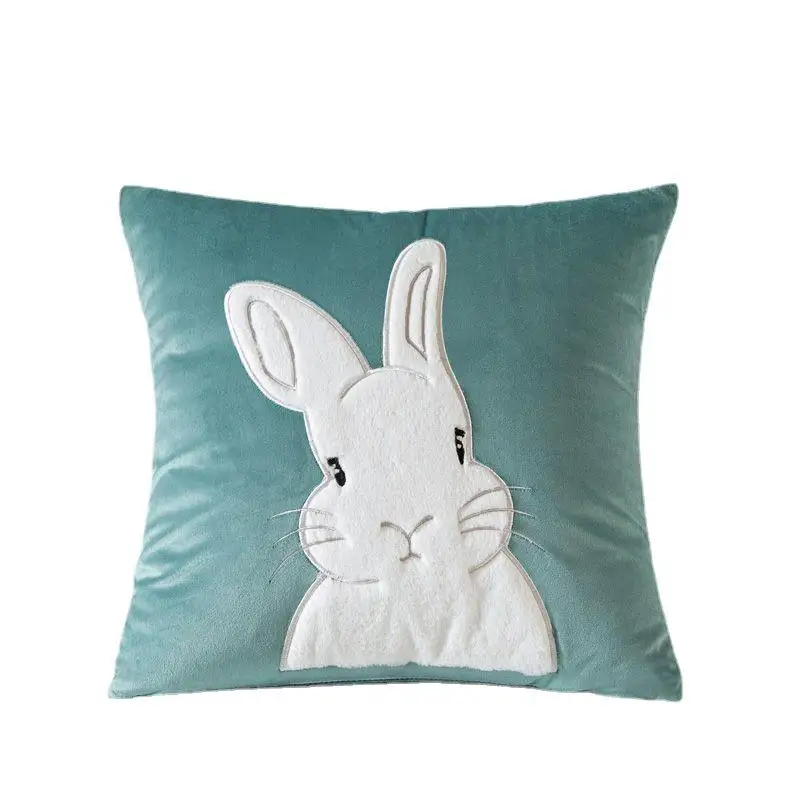 1pcs Cartoon Rabbit Cat Embroidered Cushion Pillow Cover Cute Home Sofa Decorative Cushion Case Gorgeous 45cm Soft Pillowcase