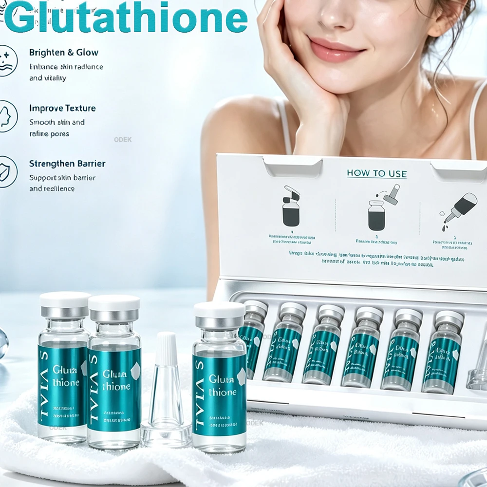 Glutathione Radiance Ampoule 10ml×5Pcs Brightene Face 0.25mm Needle Serum Hydration Anti-Wrinkle Boost Skin Elasticity SkinCare