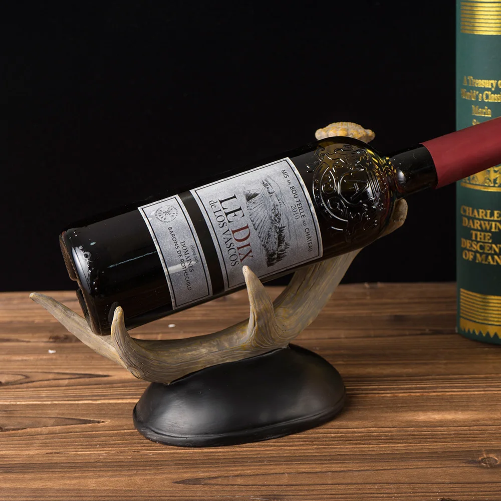 DEOUNY Resin Wine Rack Bottle Holder Deer Antler Decor Interior Bar Kitchen Shelf Home Decoration Accessories Tabletop Storage