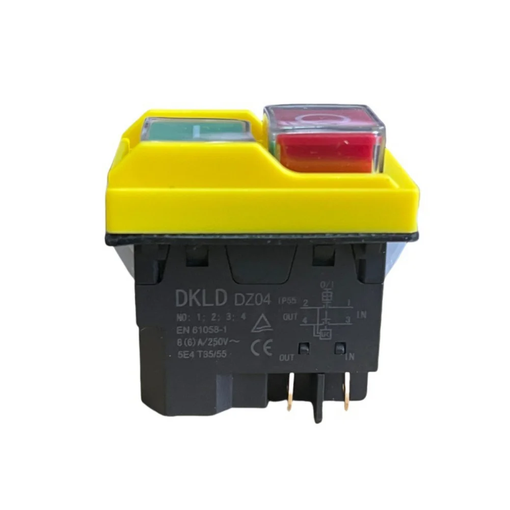 DZ04 Waterproof IP55 Electromagnetic Switch Start Stop Push Button 4 PIN 250V-8A For Electric Tools Machinery Drill Accessories