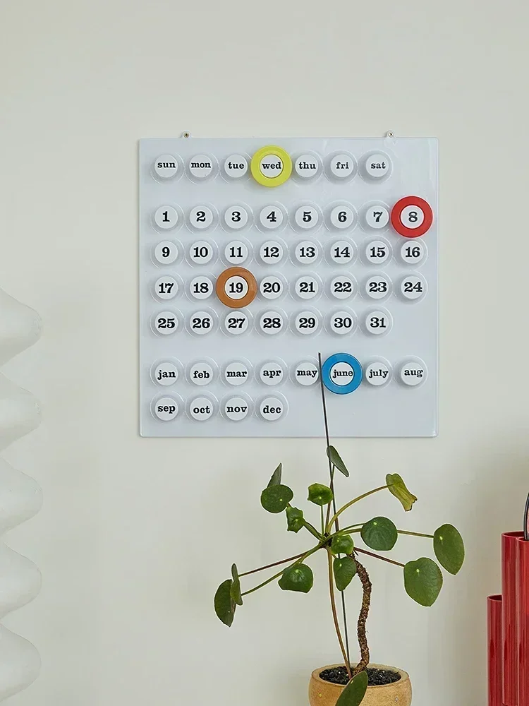 Ring Desk Calendar Colorful Wall ABS Plastic INS Creative Medieval Vintage A Date  Button Thin Calendar