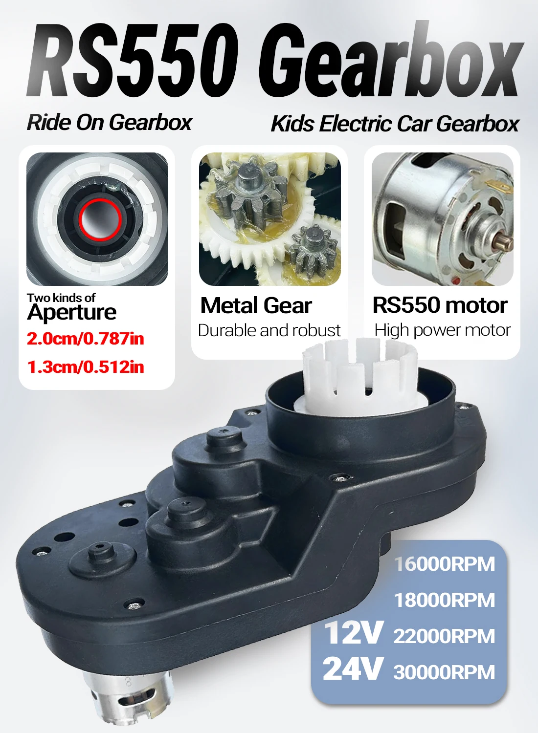 10Tooth Motor Gearbox for Children Elecrtic Car ,RS555 High Power Transmission for Ride On Toys Car,Ride On Reducer