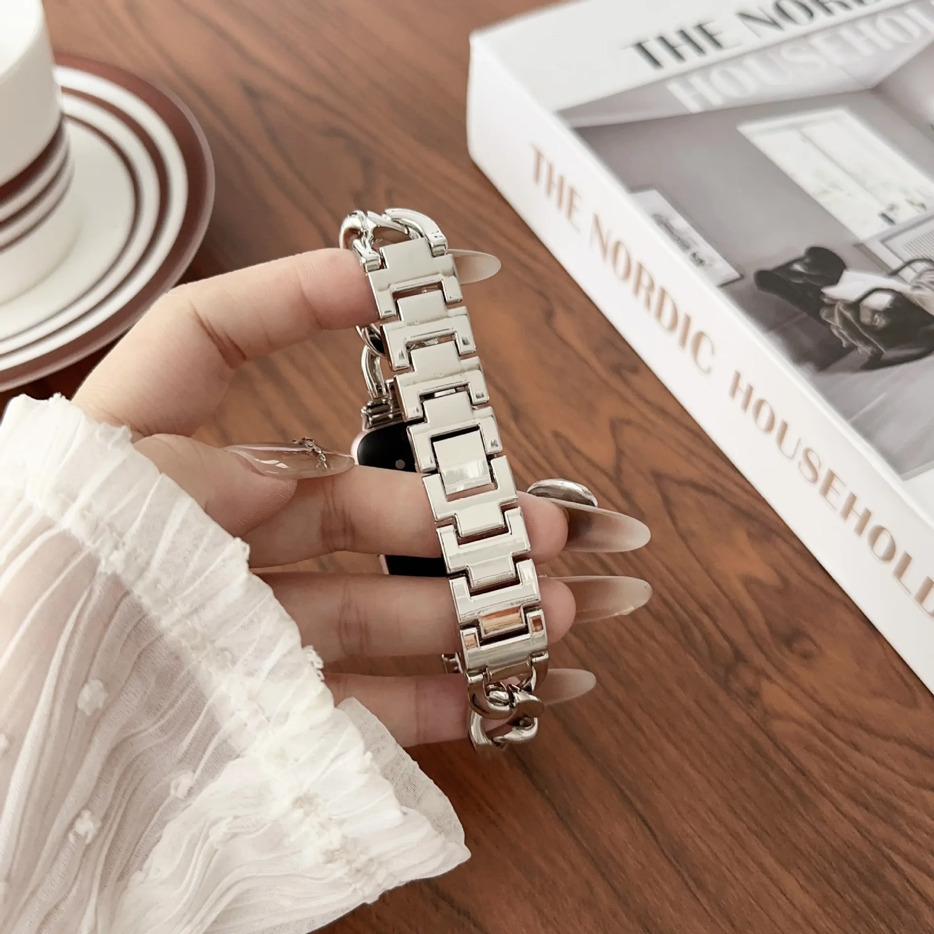 Cuban Link Strap for Samsung Galaxy Fit 3 Stainless Steel Metal Band Men Women Bracelet For Samsung Watch Fit3 Chain Link Correa