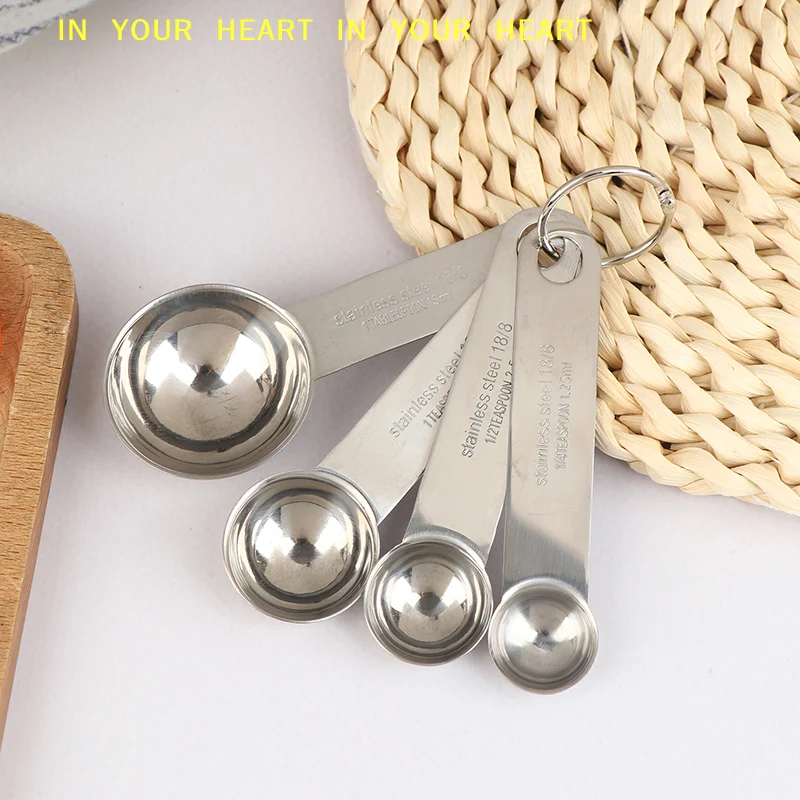 【X】Kitchen Coffee Baking Measuring Tool Set 1/4Pcs Stainless Steel Measuring Spoon With Scale Measuring Ruler Egg Beater Spoon