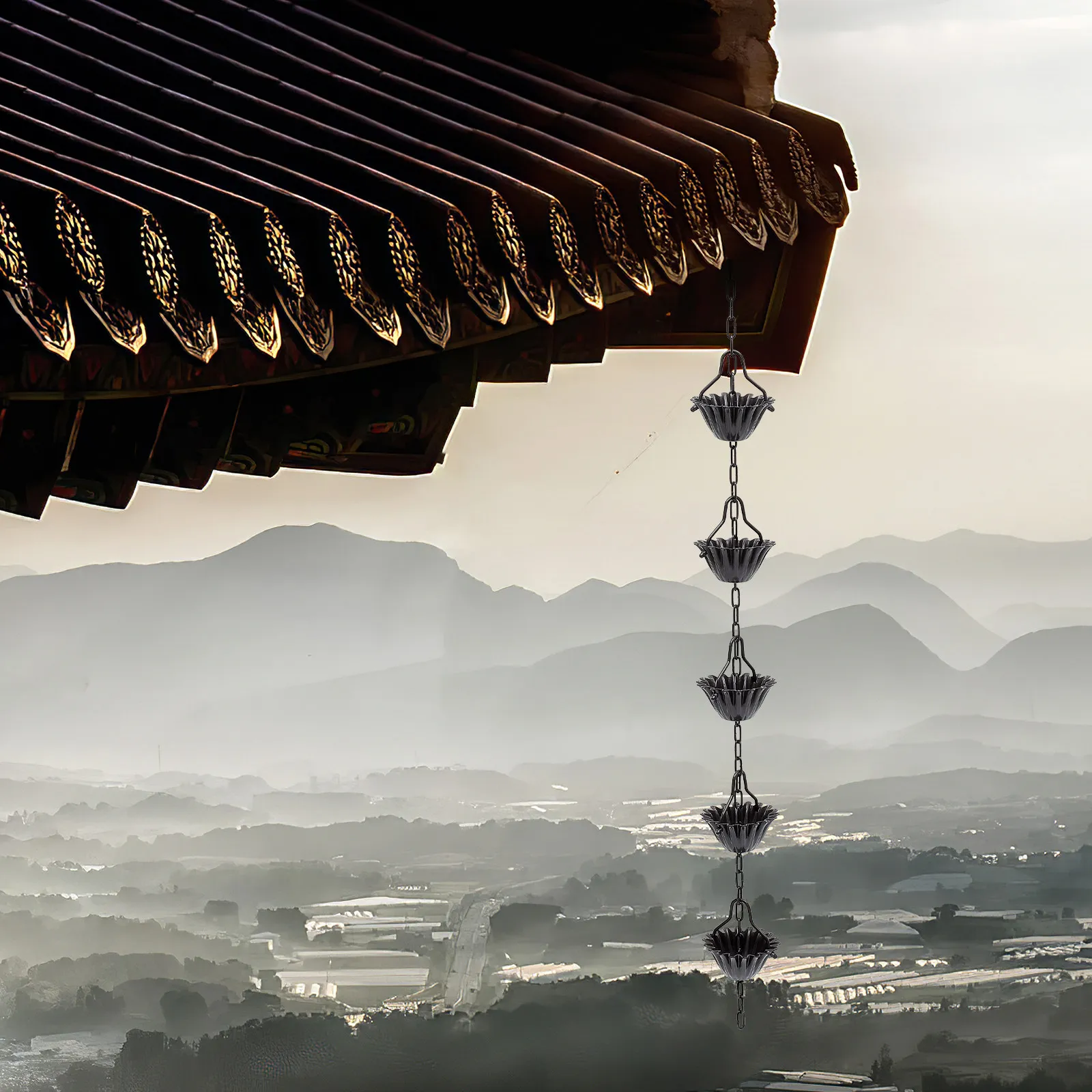 

Декоративная дождевая цепь из алюминиевого сплава с дизайном в виде лепестков, функциональная цепь для водосточных желобов, украшение для сада, двора, улицы, прочная.