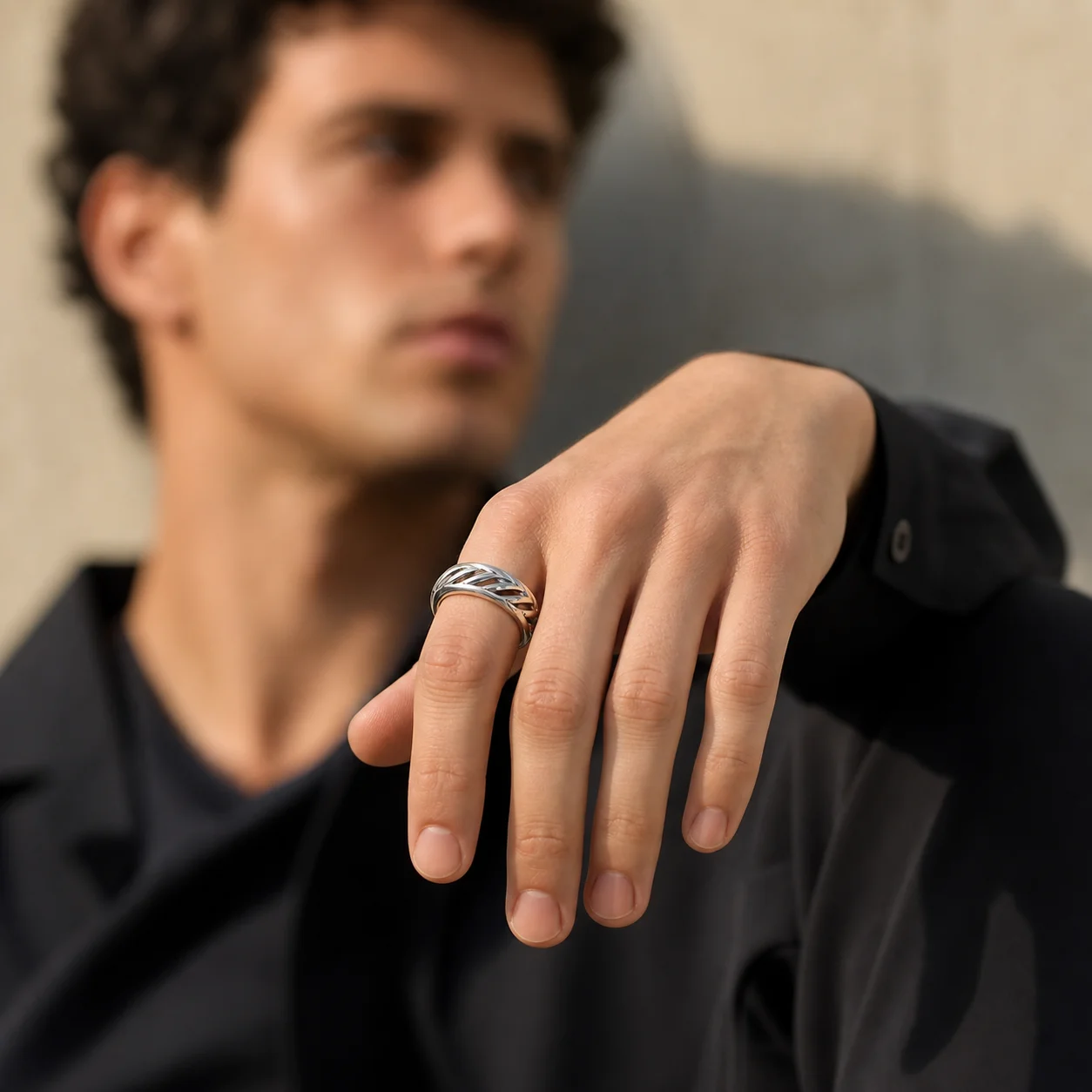 Vintage 6mm Wheat Ear Chevron Ring Stainless Steel Hallow Out V Shape Band Rings Women Men Punk Biker Wedding Party Jewelry Gift