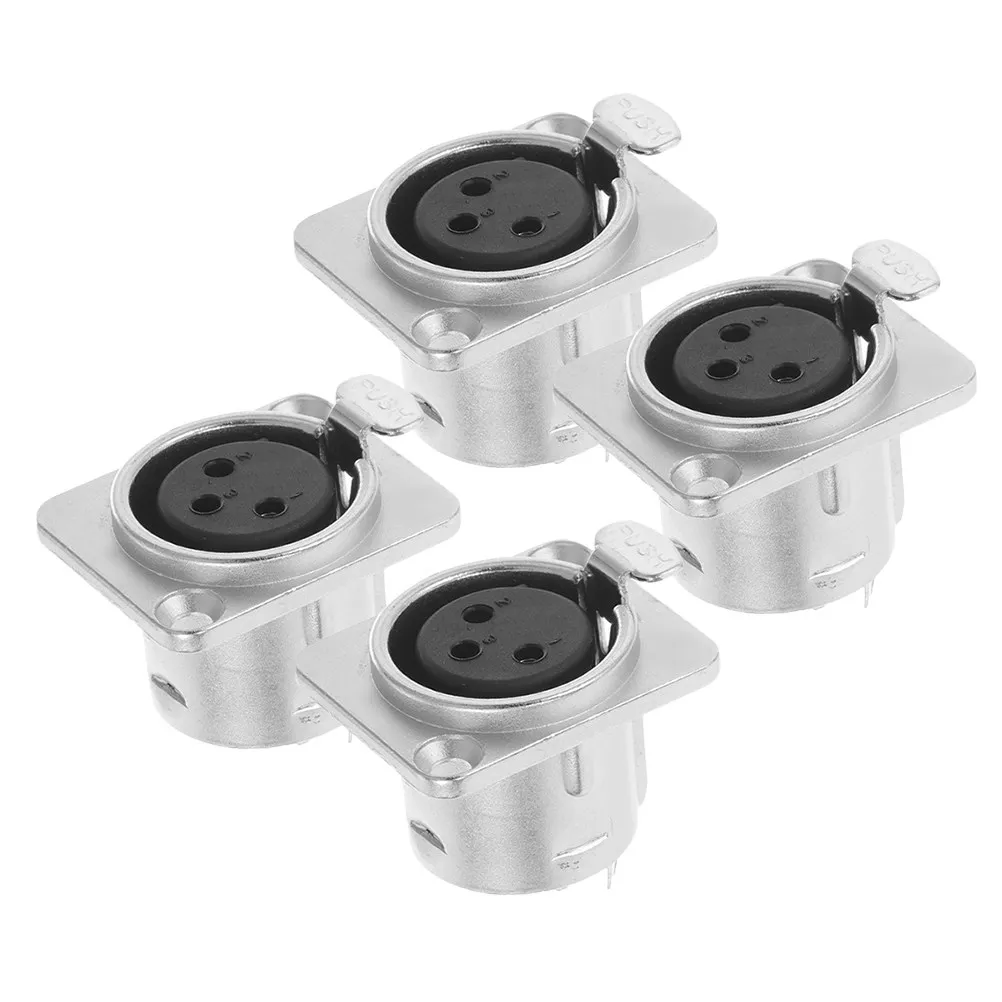 4Pcs Audio Speaker Connector Xlr Female 3-Pin Panel Mount Socket Microphone Panel Mount Replacement Jack Replacement