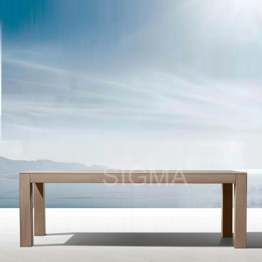 Sigma Durable Modern Teak Farmhouse Outdoor Sofa Set Eco-Friendly Waterproof Comfortable Solid Wood Non-Foldable 6-Seater