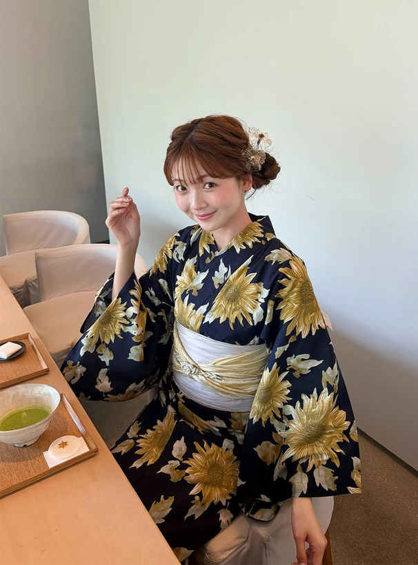 Traditional Style Two-Piece Kimono Cotton Fabric Bathrobe Photography Travel Cherry Blossom Festival Ethnic Women's Wear