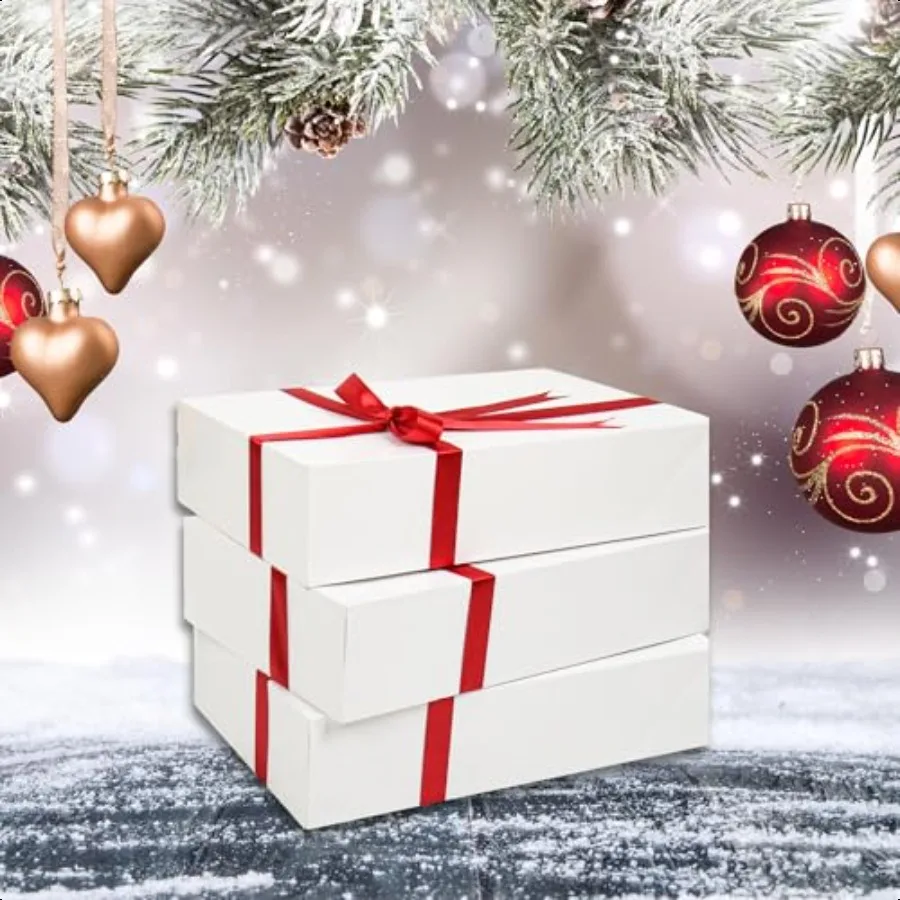 10 Piece Extra Large Gift Boxes Premium White 4inch Deep