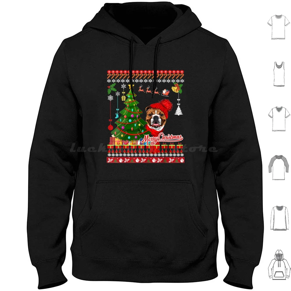 English Bulldog Dog Christmas Ugly Sweater English Xmas Gift Hoodie cotton Long Sleeve Brother T Little Cousin Im Aunt