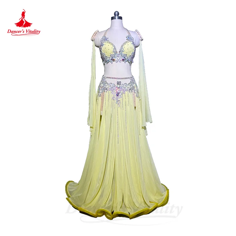 

Belly Dancer Costume Set Customsize Adult Children Bellydance Bra+chiffon Long Skirt+accessories for Women Oriental Dancing Suit