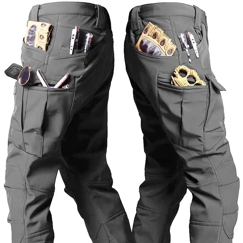 

Waterproof Soft Shell Plush and Wear-resistant Knee Thickened Mountaineering and Camping Tactical Training Workwear Pants