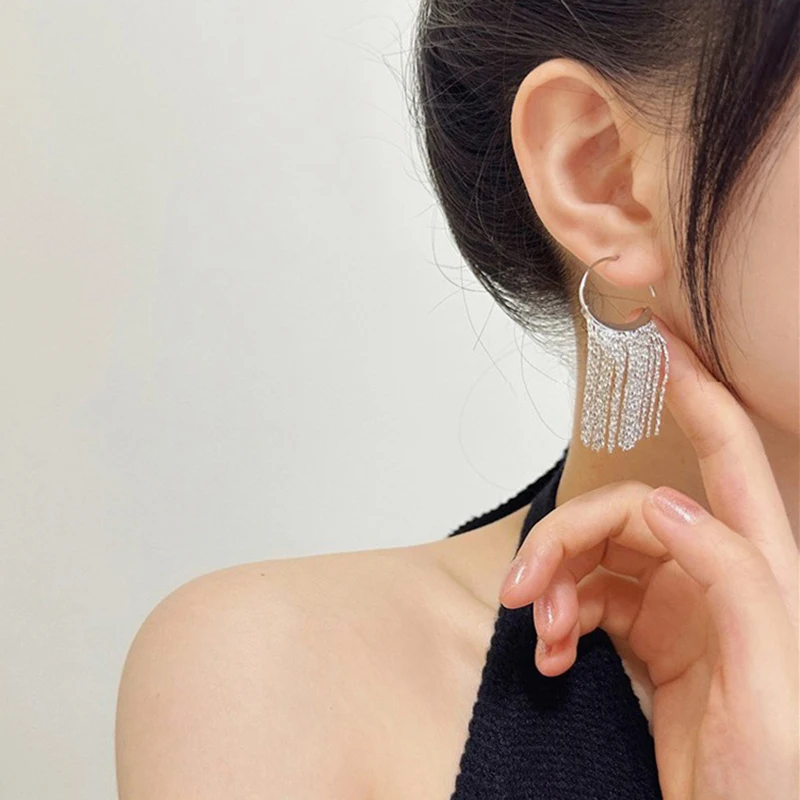 New Version 925 Sterling Silver Tassel Earrings For Women Simple Jewelry Beautiful Gift For Party Dating Wedding
