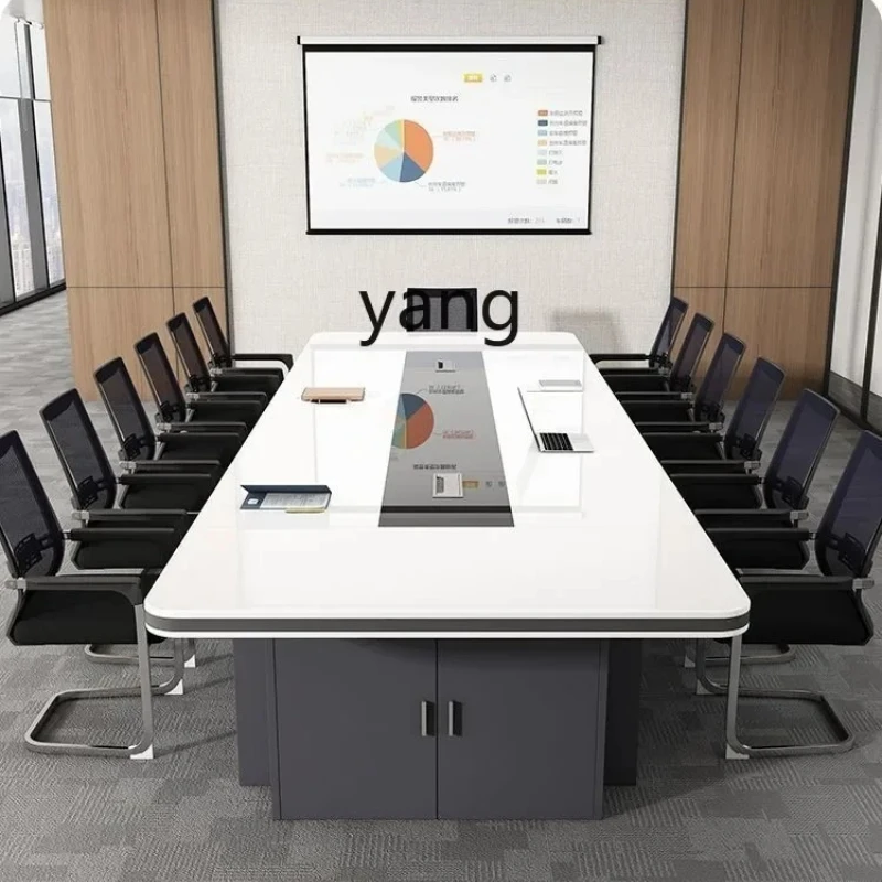 LMM， simple modern meeting room large office table and chair combination multi-functional PET bright negotiation table