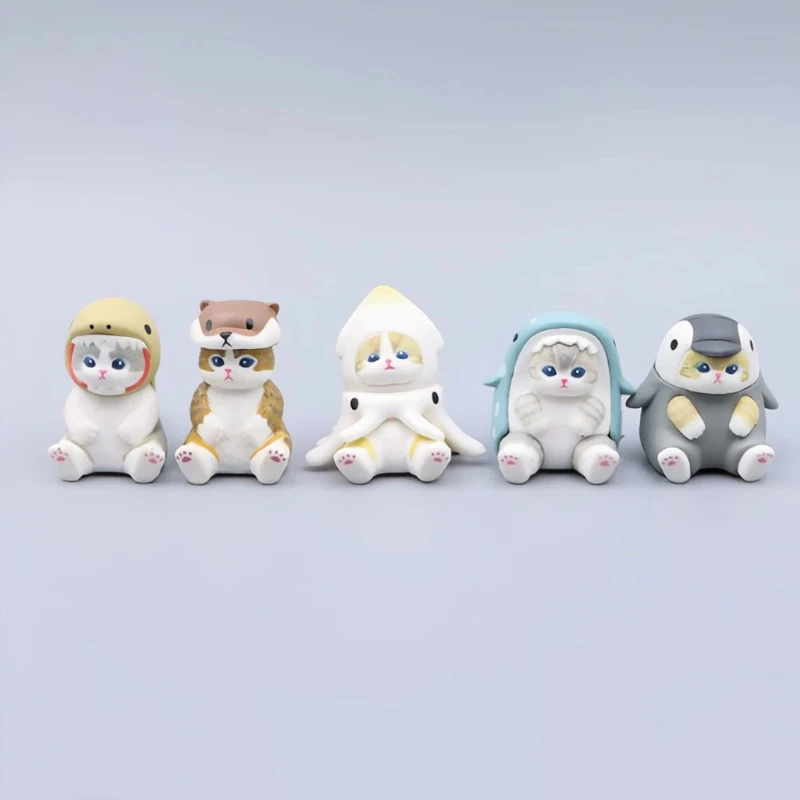 

Коллекционная фигурка Mofusand Ebi Nyan Shark Cat из серии «Морские животные» в закрытой упаковке, кавайная фигурка кошки, украшение для рабочего стола, милый подарок-сюрприз