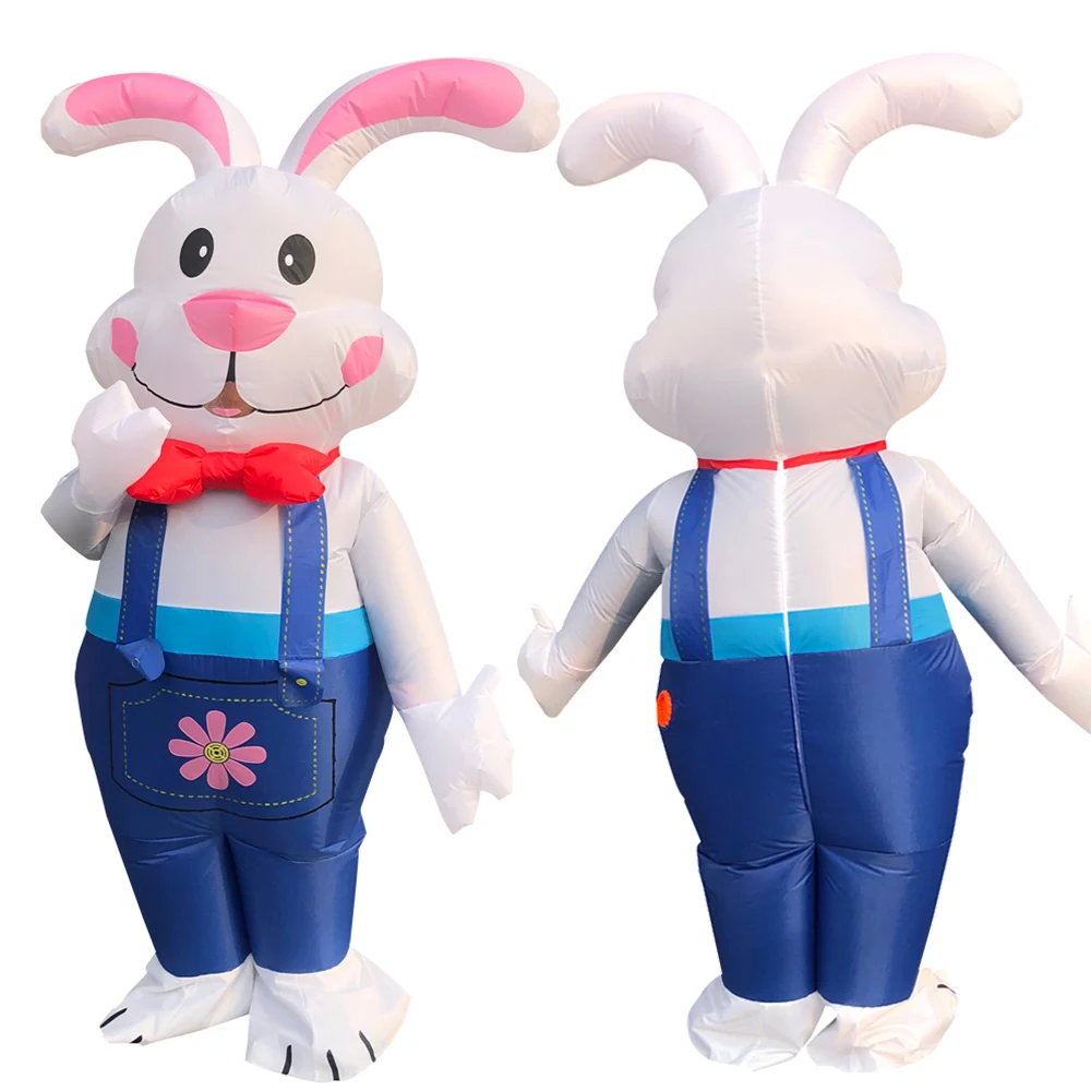 

Easter Inflatable Bunny Costume Funny Rabbit Inflatable Suits For Adult Halloween Easter Mascot Cosplay Party Blow-up Clothing