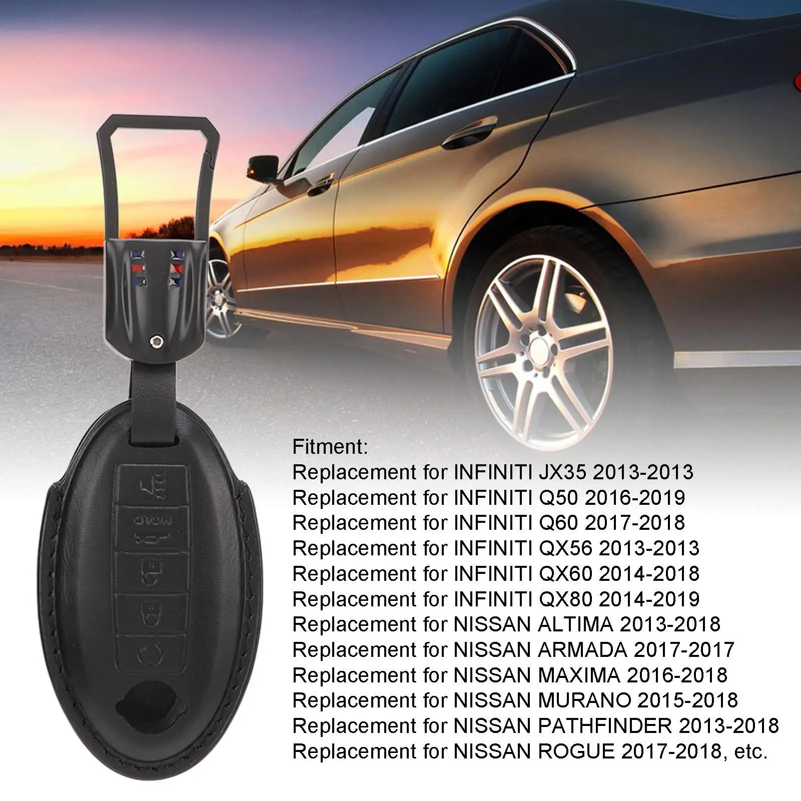 غطاء مفتاح فوب مقاوم للتآكل، حواف جلدية مزدوجة الجوانب، مقاومة للصدمات، غطاء عن بعد للدخول بدون مفتاح للسيارات #2