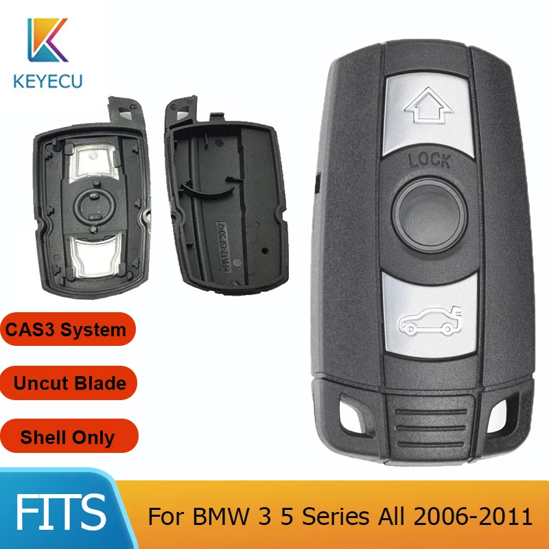 KEYECU for BMW 3 5 Series All 2006 2007 2008 2009 2010 2011 Replacement Smart Remote Car Key Shell Case Fob 3 Button