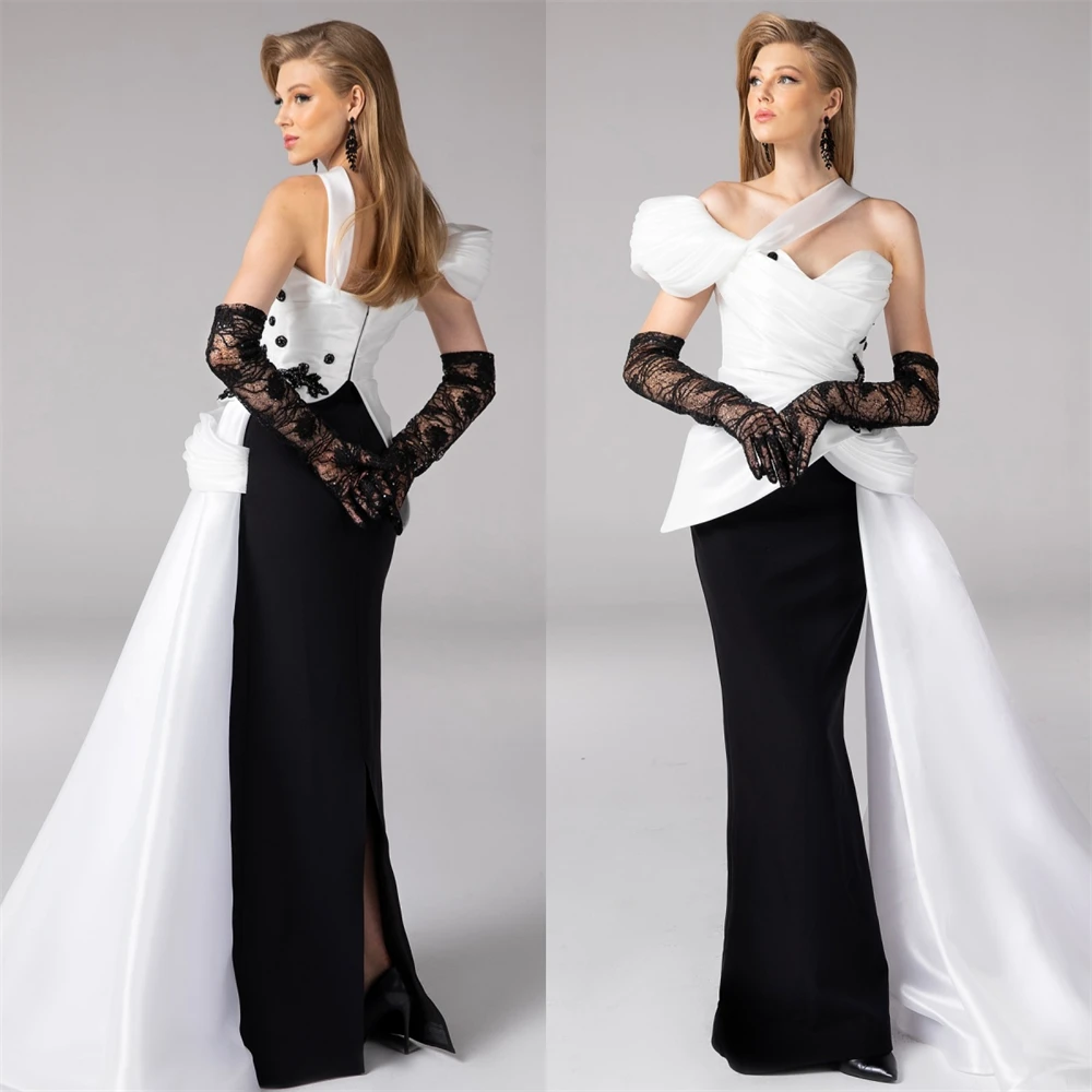 

Customized Formal Dress Evening Saudi Arabia One Shoulder Sheath Floor Length Skirts Lace Bespoke Occasion Dresses Prom Gown