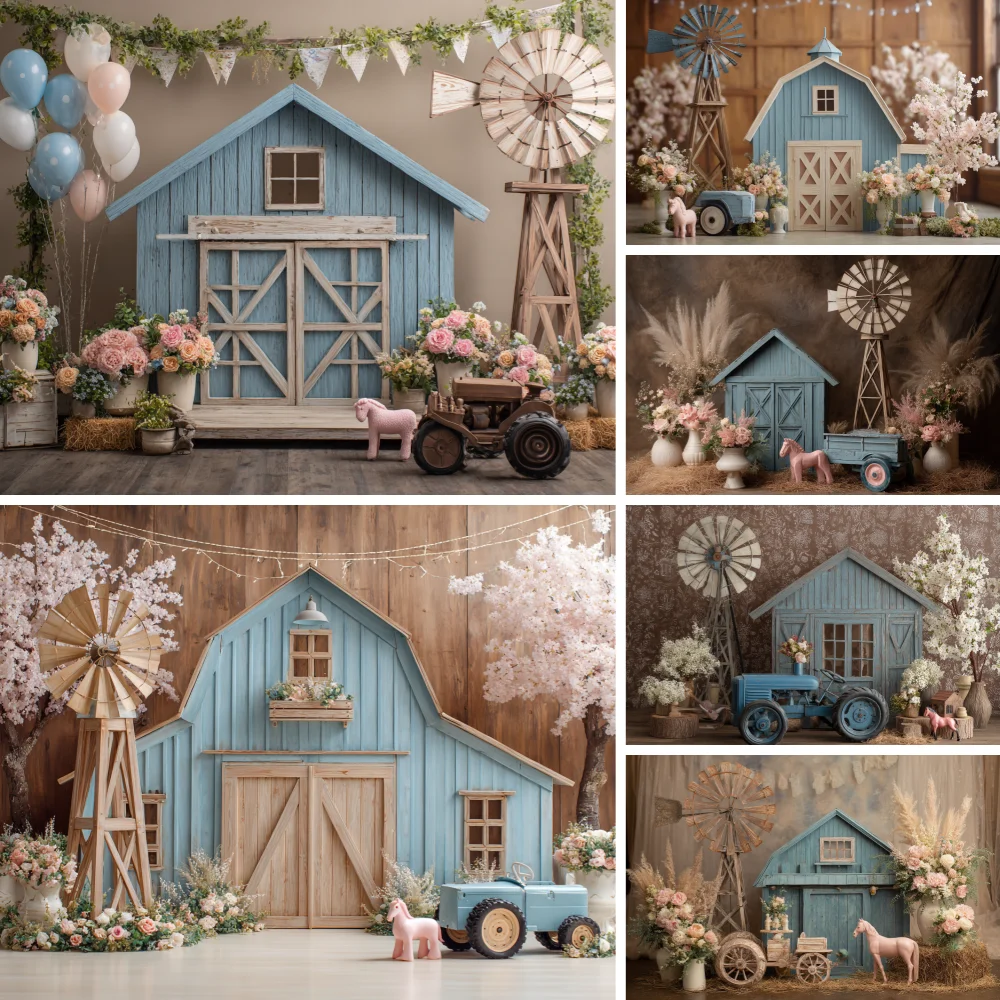 

Фотографические фоновые панели для фотосессий на тему «Фермерский домик и цветы» для первого дня рождения ребенка, реквизит для студийной фотосъемки