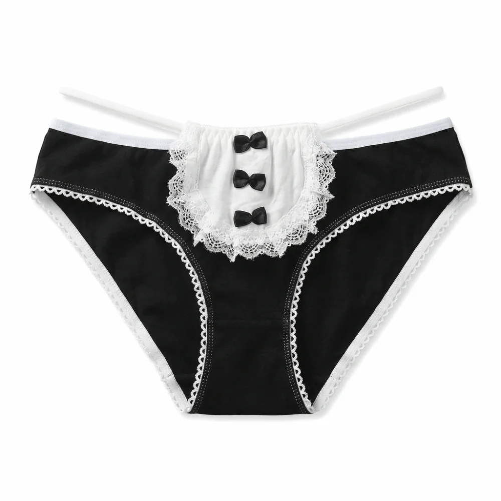 

Sweet Bow Lace Flower Panties Seamless Mid Waist Lace Mesh Briefs Transparent Hollow French Style Briefs Girl