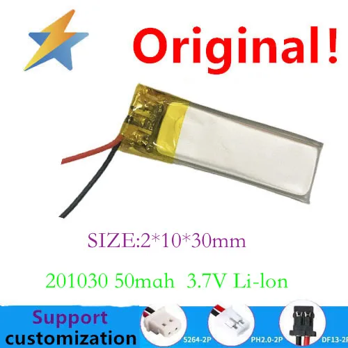 201030 50mah 3.7v smart bracelet ultra-thin rechargeable polymer lithium battery factory direct sales