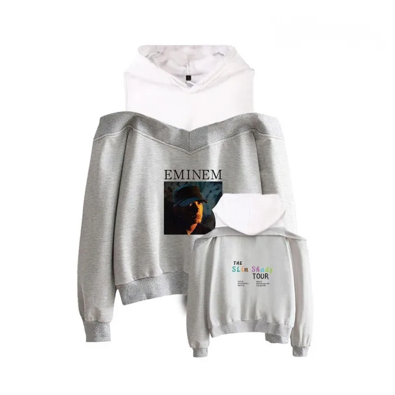 

Hip Pop Best Rap Singer Eminem Hoodie For Womens 3D Printed STAN Streetwear Off Shoulder Fake Two Hoodies Large Size Pullover