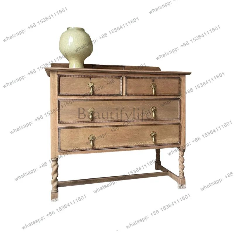 

American log style old chest cabinet integrated solid wood wall drawer storage side cabinet