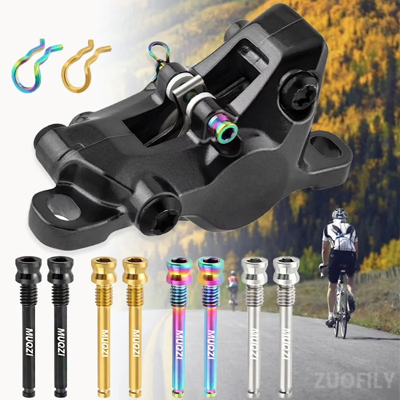 1/2pcs Titanium Disc Brake Caliper Bolts Lightweight M4 Mounting Screws with Clip for Road/MTB Brake Pads Fixed Thread view 3