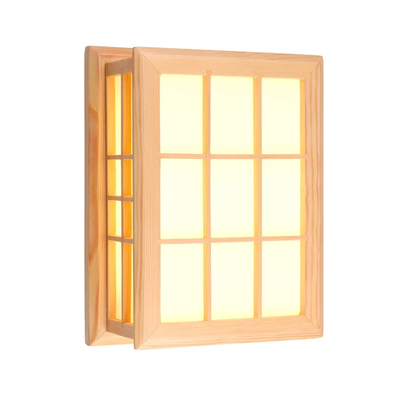 

Japanese Style Wall Lamp Brief Modern Chinese Style Stair Balcony Wood Lamps Bedside Wall Lamp