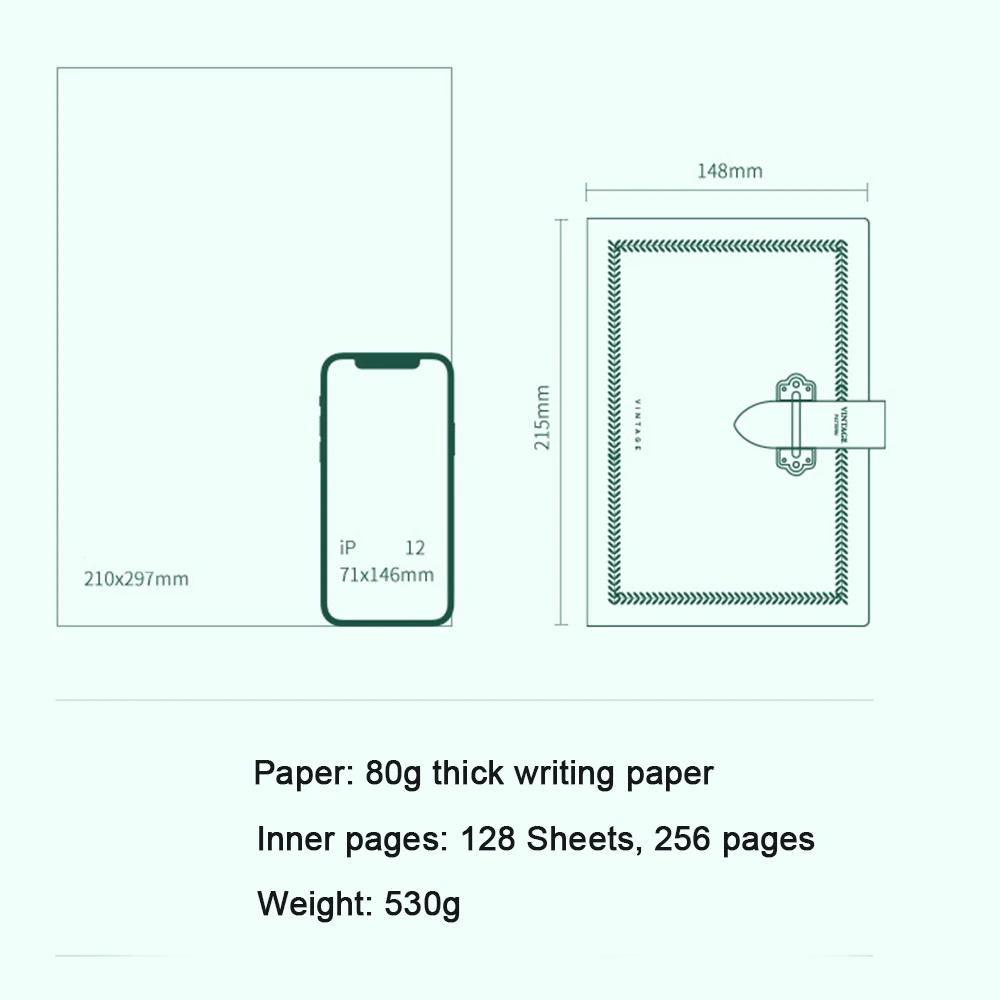 (Can Engrave Logo) A5 Leather Notebook Buckle, Hand Ledger, Student Diary, Notepad, Travel Record Book, Replaceable Inner Pages