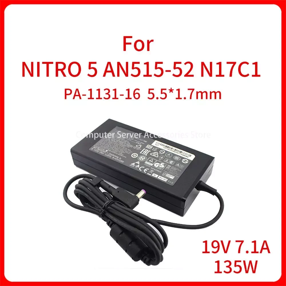 New Original 19V7.1A 135W Charger PA-1131-16 for NITRO 5 AN515-52 N17C1 ASPIRE 7 V15 V17 5.5*1.7mm Laptop Power AC Adapter