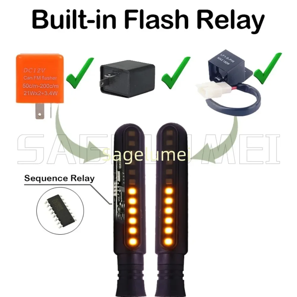 LED دراجة نارية بدوره إشارات مؤشرات الاتجاه وامض الخلفية الذيل الفرامل المتعري ضوء وقف أضواء الإشارة دراجة نارية DRL مصباح #6