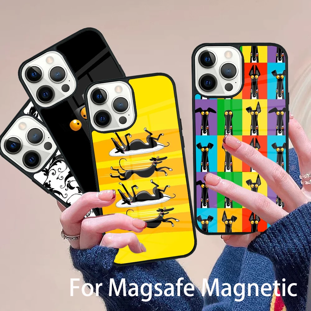 

Greyhound Phone Case Magesafe Magnetic Wireless Charge Cover For IPhone 16 11 12 13 14 15 Pro Max Plus Mini
