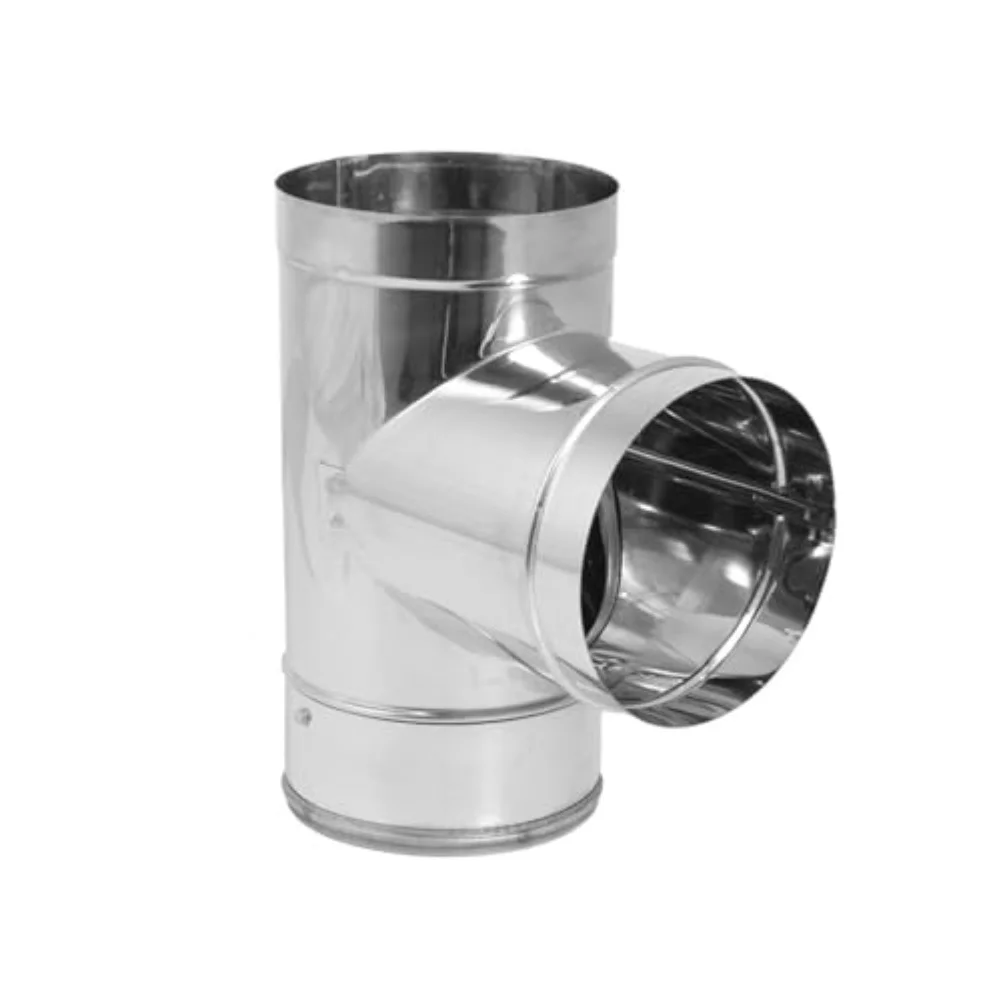 Stainless Steel Stove Pipe Tee 6 Inch Diameter Single Wall Connector For Wood Stove To Chimney-Flue Exhaust-Venting System