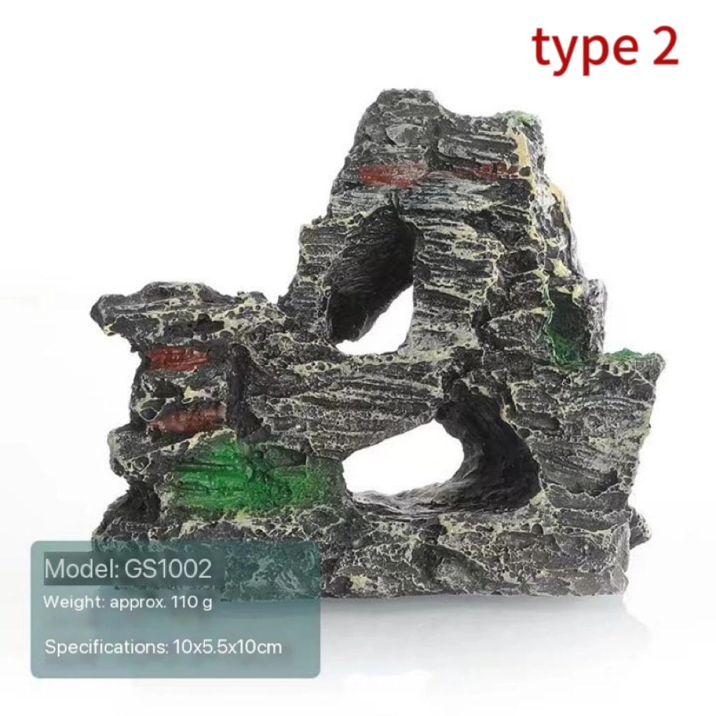 Fish Tank Landscaping Ornamental Rockery Simulation Resin Process Aquarium Decoration Explosive Rock Decoration Fish Hiding Cave