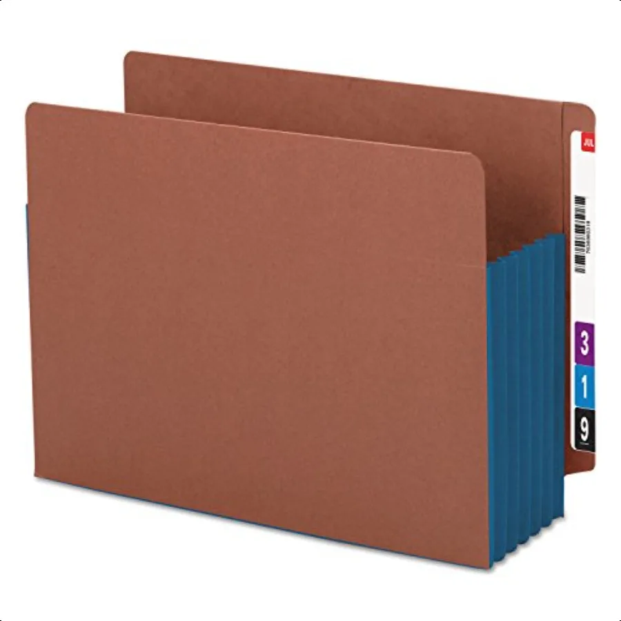 

End Tab Pocket Reinforced Straigut Tab 51 4 Expansion Extra Wide Letter Size Redrope with Blue Gusset 10 per Box 73689
