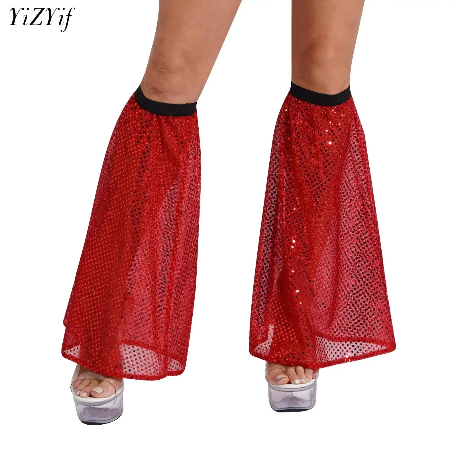 Sequin Leg Covers Women\'s Sweet Shiny Punk Harajuku Knee High Leg Socks Dance Party Rave Costume Leg Sleeve Gaiters Streetwear