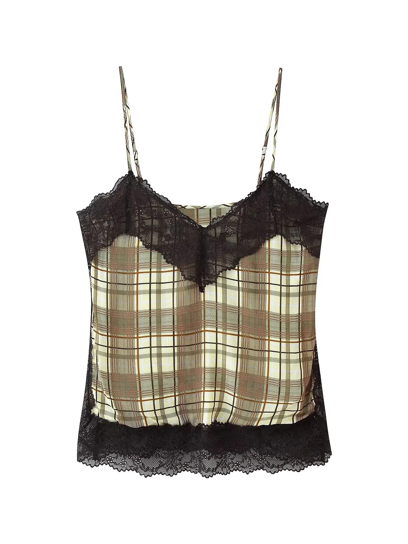 HH Sexy Damen Spitzen-Cami-Top V-Ausschnitt Kariert Klassischer Stil Ärmellos Rückenfrei Sommer-Tops Urlaubsoutfits Damen Neue Mode 2026 – Detail 2