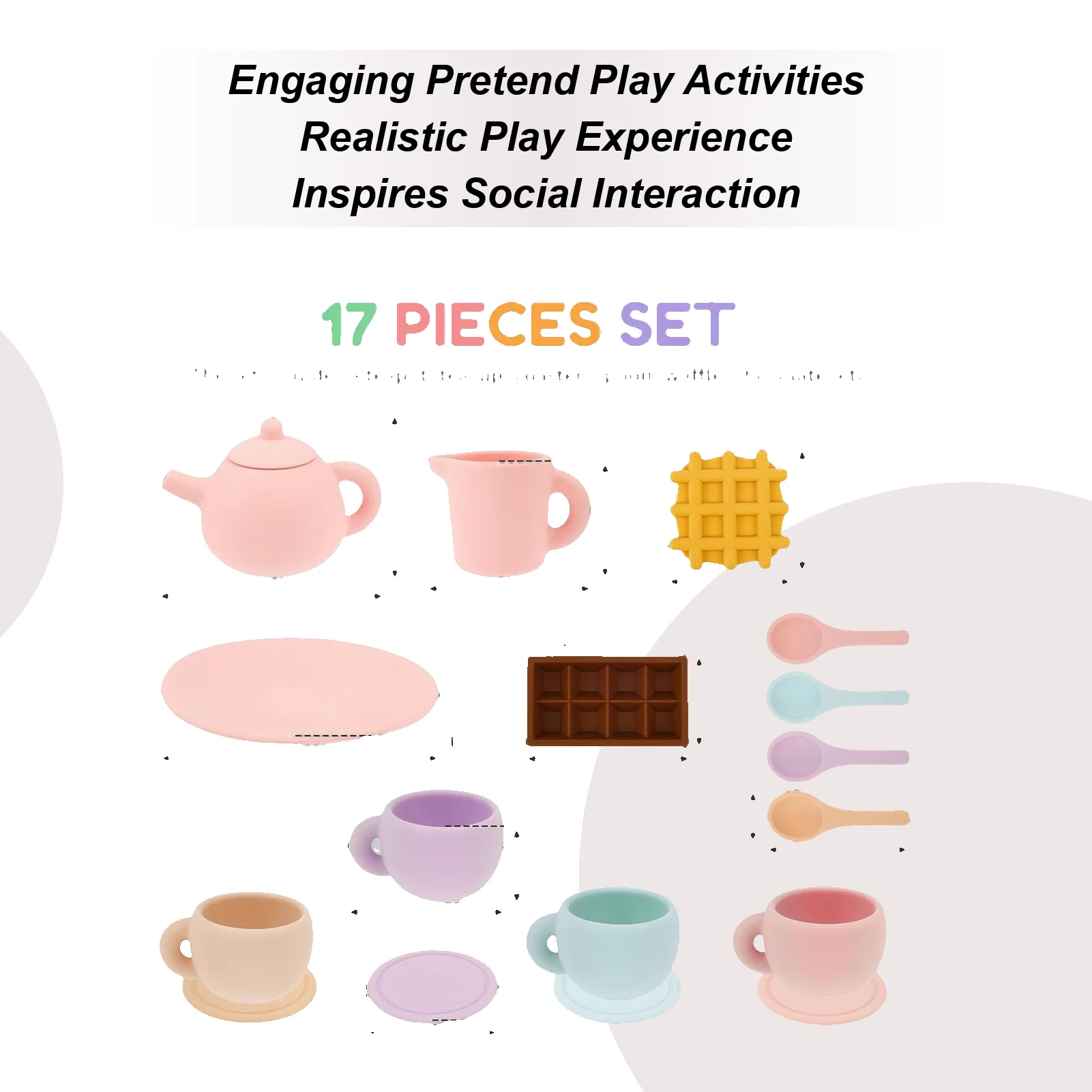 مجموعة شاي بعد الظهر لعبة ملحقات المطبخ للأطفال من السيليكون للطعام هدية تعليمية لحفلات الشاي #1