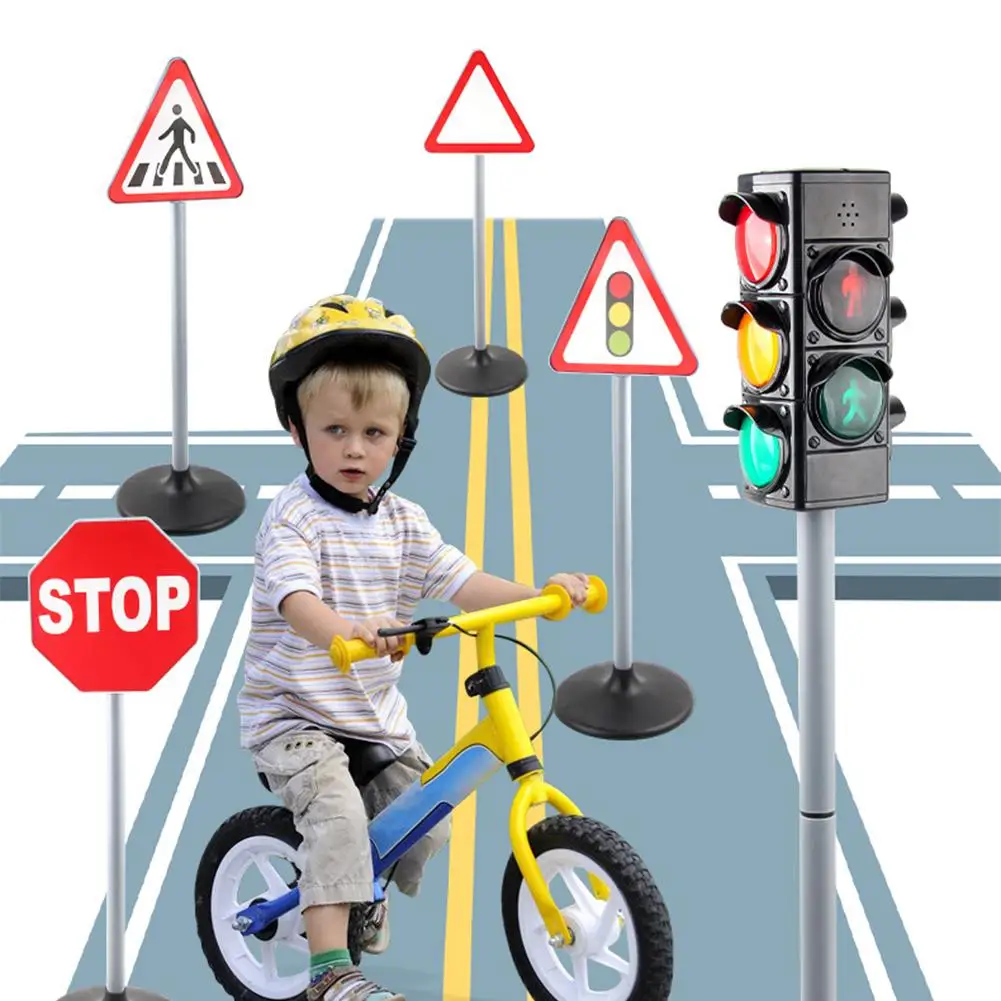 1 Set  Simulation  Traffic  Lights  Toy Traffic Safety Signs Model Scenes Science Education Toys