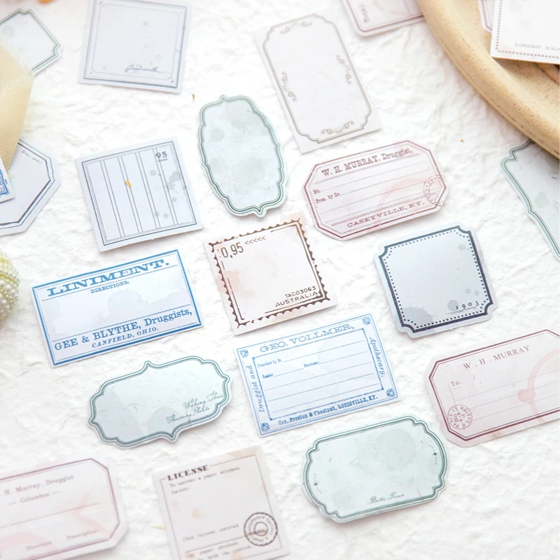 Yoofun 30pcs/lot Vintage Label Frame Stickers Junk Journal Decorative Label Stickers Aesthetic Diary Album Scrapbooking Supplies