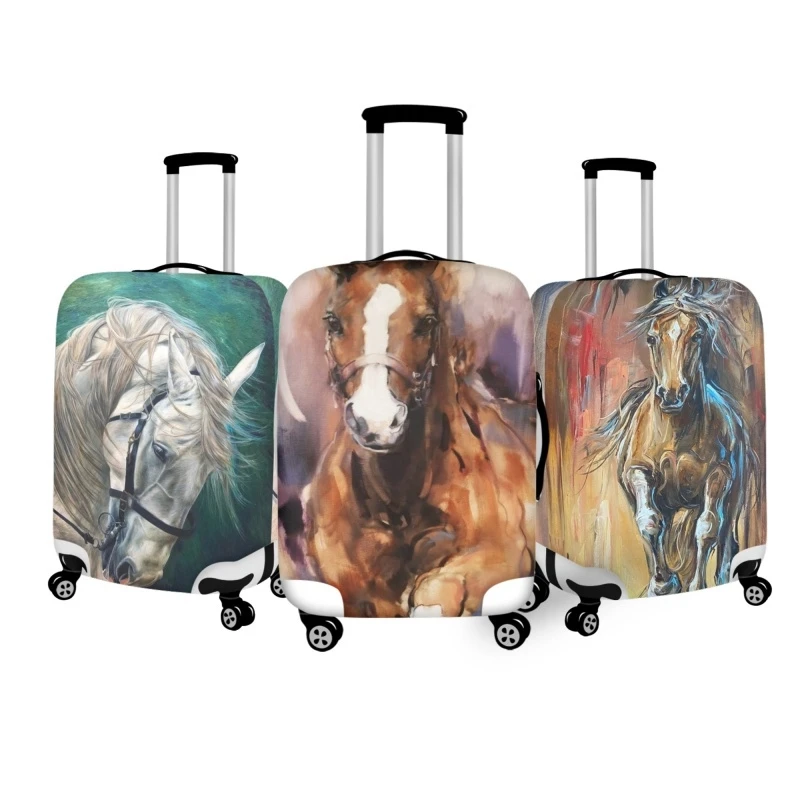 

Oil Painting Horse Print Luggage Covers Removeable Suitcase Cover for Traveling Anti-Dust Baggage Protector Zipper for18-32 Inch