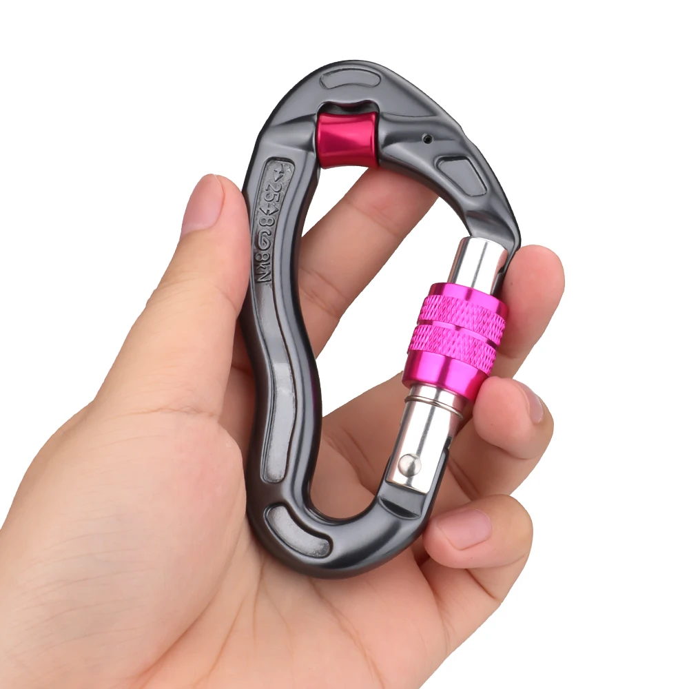 High Quality 25kN Outdoor Climbing Carabiner Anti-wear Rope Pulley Hook Fire Rescue Tactical Safety Main Lock Safety Hook