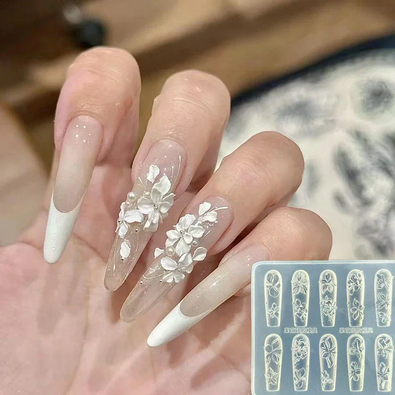 Nail Mold Ice Flower Bread Jellyfish Fox Eyeball Stamping Stencils UV Gel Polish Art Mould Silicone Carving Tool DIY Design 3D