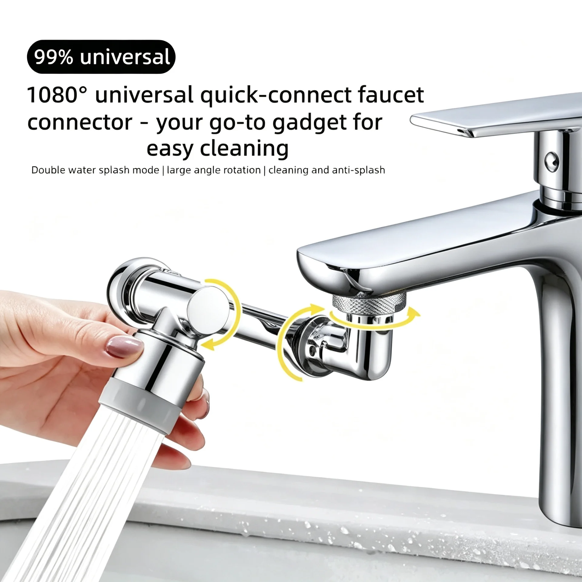 1 pc high-quality 1080 ° universal rotary faucet extender, kitchen sink faucet upgrade nozzle with two adjustable modes