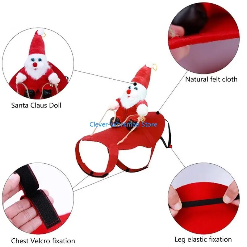 24TD من السهل ارتداء زي الحيوانات الأليفة عيد الميلاد زينة الحيوانات الأليفة الكلب سانتا الدمى زي #5